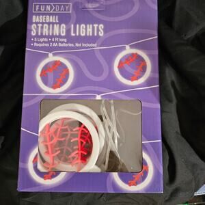 Fun Day Baseball String Lights 4ft long 5 lights